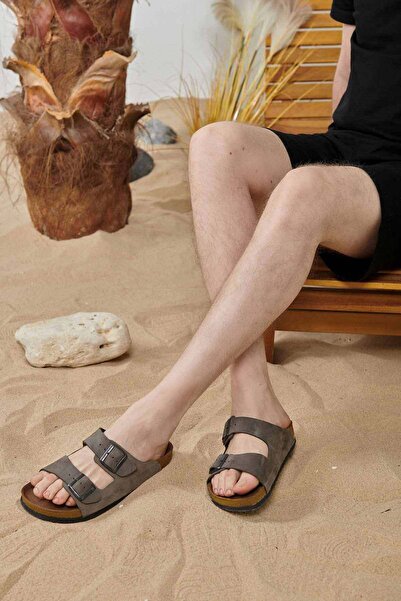 Pegia Men's Banded Leather Slippers 215020