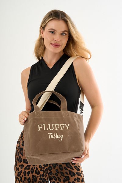 MUTE BAG Embroidered Cookie Waxed Canvas Women's Shoulder Handbag + Adjustable Strap (En:27/40 Boy:23)