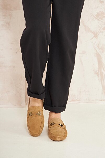 Pegia Мъжки мокасини с катарама от естествен велур 500909