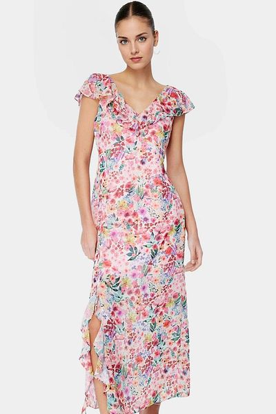 PayBuy Chiffon Maxi Dress Floral Pattern Lined Summer Short Sleeve Comfortable Cut Quality Craftsmanship