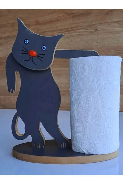 Asrimo mobilya Disassembled Wooden Cat Figure Office Bathroom Kitchen v.sPaper Towel Holder For
