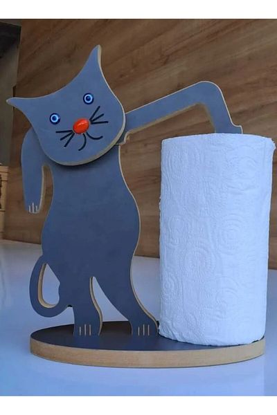 Asrimo mobilya Disassembled Wooden Cat Figure Office Bathroom Kitchen v.sPaper Towel Holder For
