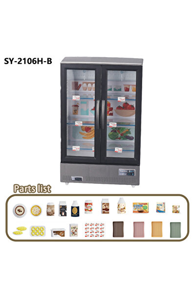 Choice SY-2106H-B 21 قطعة لعبة مطبخ ذات بابين وثلاجة كبيرة وأثاث مصغر وموسيقى...