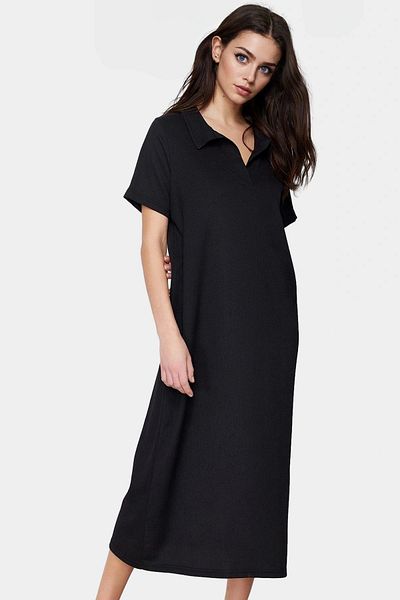 PayBuy Women's Knitted Short Sleeve Polo Neck Midi Dress Comfortable Summer Casual Style Durable Material