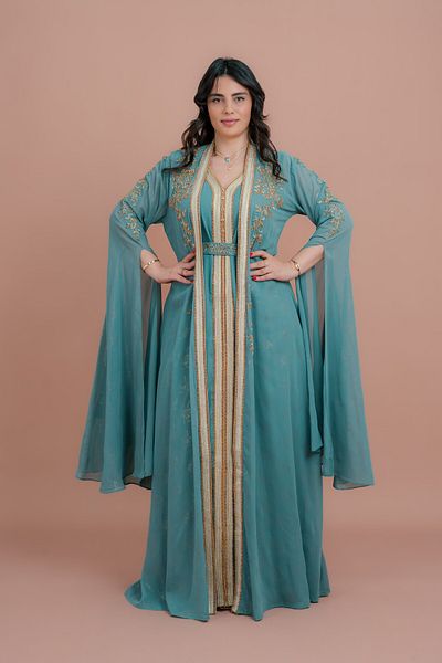 IKKXA Belted Elegant 2-Piece Kaftan