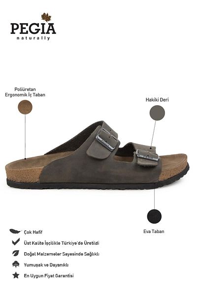 Pegia Men's Banded Leather Slippers 215020