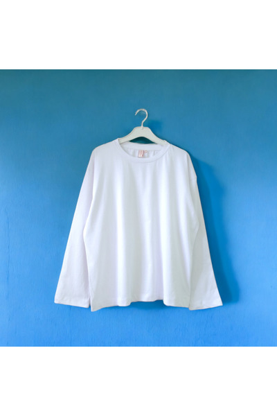 AHMERA أبيض عادي المناسب طاقم الرقبة طويلة الأكمام الرجال الأساسية تي شيرت