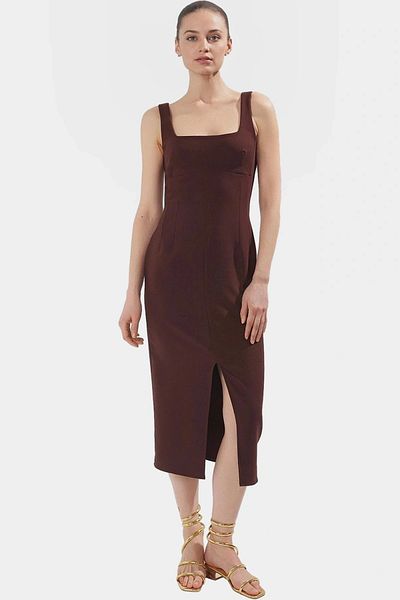 PayBuy Elegant Midi Length Sleeveless Woven Dress Body-Hugging 88% Polyester Summer Modern Style Comfortable Cut
