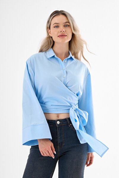 Cistern İstanbul Cămașă de damă cu curea albastră cu șireturi