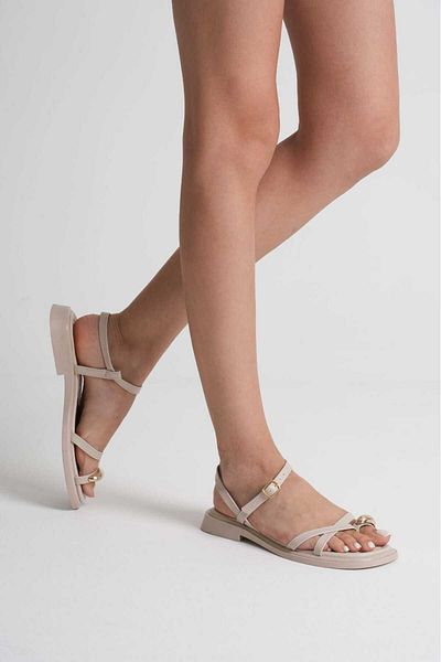 simplicity Sandale Diana Bej Flip Flop Thermo Anti-alunecare cu cataramă aurie