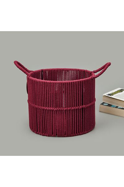 Simple Living Earthy Hues Multi-Purpose Small Decorative Basket - Claret Red - 25X20 cm