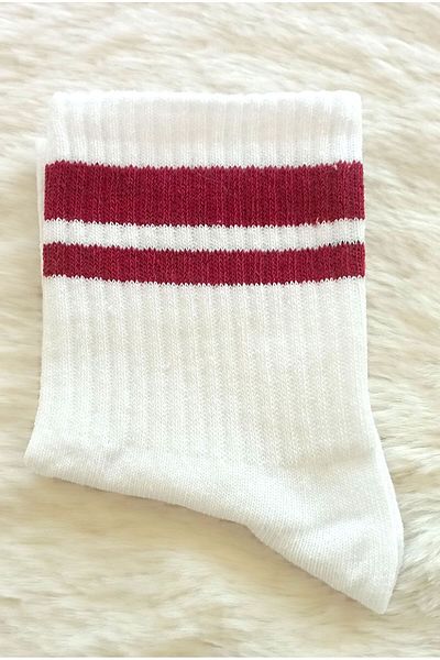 Esinti 3 Pairs Women's Men's Cotton Socks – College & Sneaker Compatible Unisex White Striped Socks