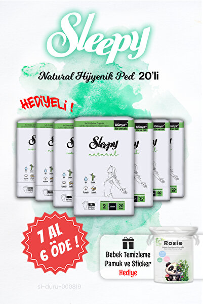 Sleepy 7 Al 6 Öde Natural Hijyenik Ped Uzun 20 Adet Ve Rosıe Pamuk Hediyeli