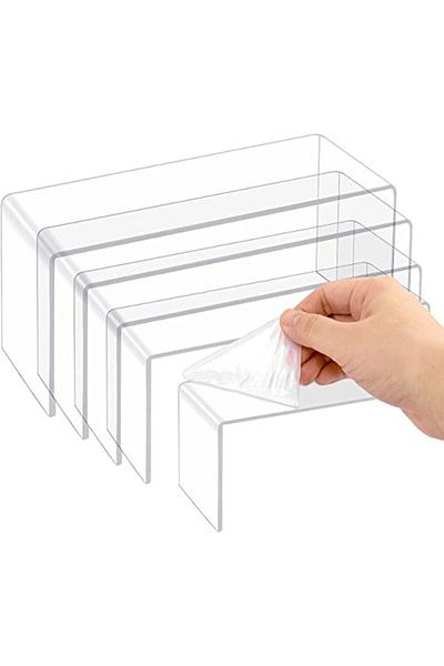 SMARTPOINTS Acrylic Jewelry Display Riser Shelf (Pack of 5, Clear)