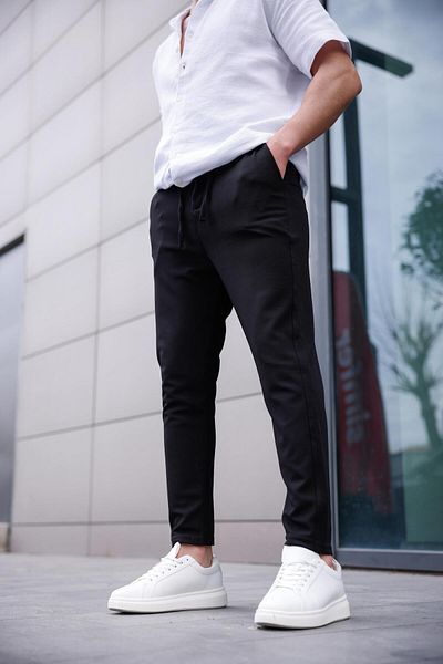 Pobudo Men's Black Color Lycra Fabric Jogger Pants
