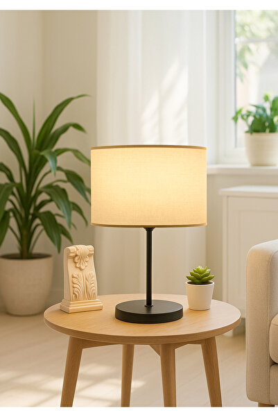 HOMİNG Vizon Kumaş Metal Gövdeli Abajur Ayd-3166