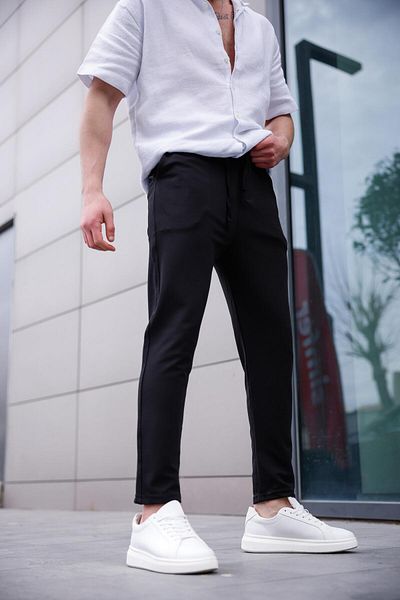 Pobudo Men's Black Color Lycra Fabric Jogger Pants