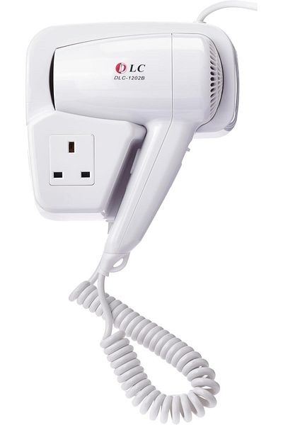 DLC 1200W 60/50Hz Hair Dryer with Triple Power Outlet. Wall Mountable, Easy to Use (White)
