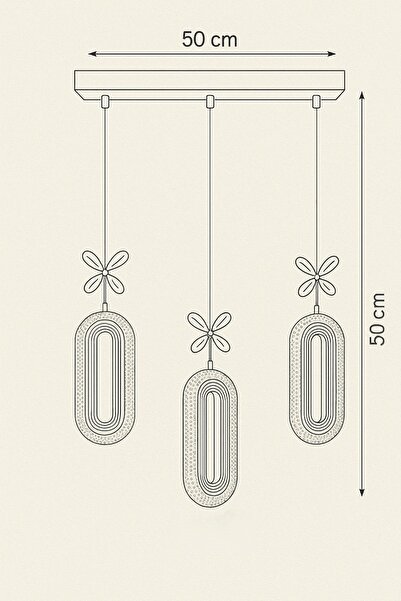 İstanbul Avize Led Alfa 3'lü Sıralı Gümüş Yemek Masası Kumandalı 3 Renk Ledli Modern Led Avize