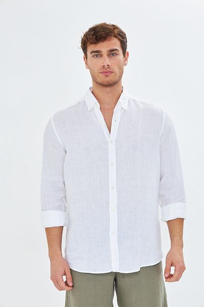 Whitefin - White Men's Linen Shirt