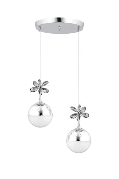 İstanbul Avize Kelebek 2'li Gümüş Sarkıt Ledli 3 Renk Avize