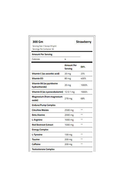 Laperva Pump Testo - Strawberry, 300 Gm, Energy Support, Enhance Athletic Performance,