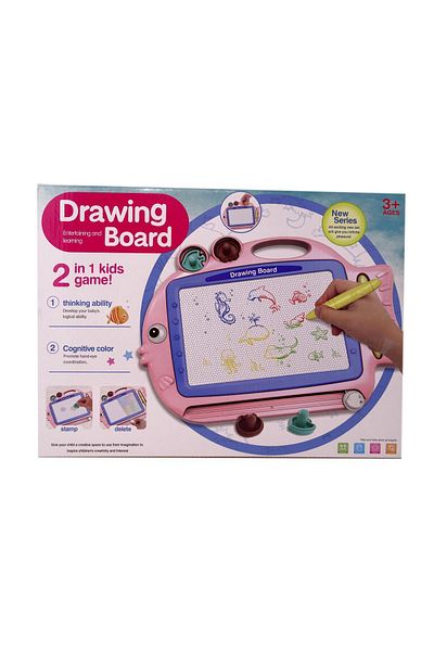 Salamandra Tablita magnetica Salamandra Kids 2 in 1 cu creion si 2 stampile, Roz