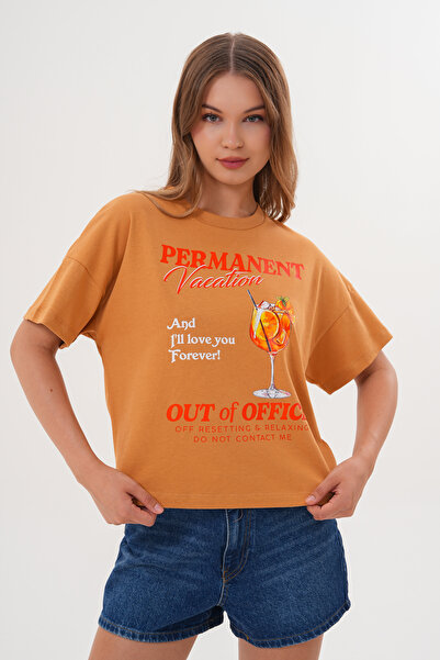 Basics&More Γυναικείο μπλουζάκι Permanent Vacation Tan