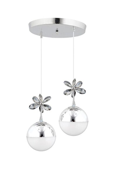 İstanbul Avize Kelebek 2'li Gümüş Sarkıt Ledli 3 Renk Avize