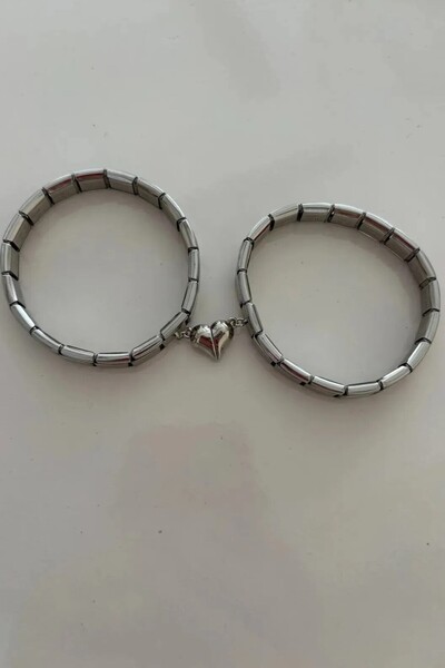 Takı Dükkanı 2li Mıknatıslı Kalp Sevgili Çift Charm Celik Italyan Charmı scb35