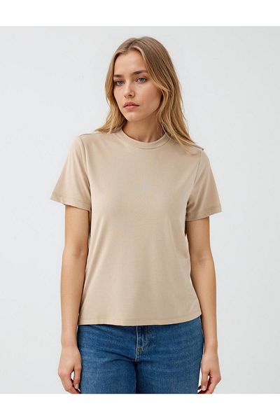 Jimmy Key Mink Crew Neck Short Sleeve Knitted Modal T-Shirt