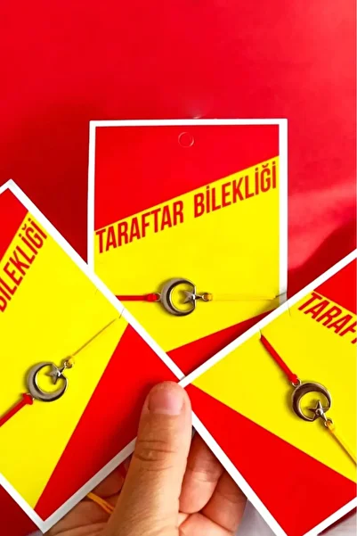 Takı Dükkanı Yellow Red String Bracelet with Crescent and Star Bbb23-2