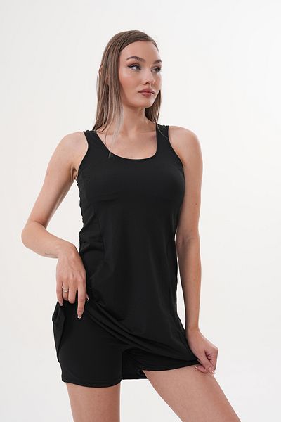 vawensea Women's Lycra Shorts Plain Dress Swimsuit, Swimsuit with Skirt Black