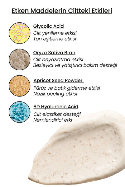 Luv it! Glikolik Asit Vücut Peelingi - Pirinç Özlü Hyaluronik Asit İçeren Body Scrub 250 ml