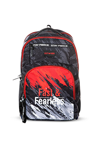 Eazy Kids 20" School Bag w/ Laptop Compartment - Fast & Fearless Black