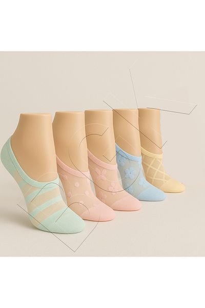 BGK Women's Colorful Tulle Socks 5 Pairs Size 36-41, Delicate and Flexible