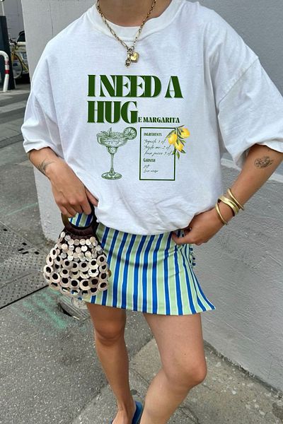 Le'sluette shadow of style Margarita Printed Oversize 100% Cotton T-Shirt