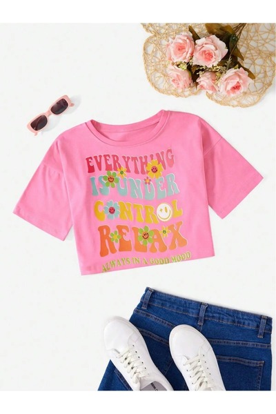 KURGAN TEKSTİL Devojčina majica kratkih rukava okrugla kragna Štampano Skraće...