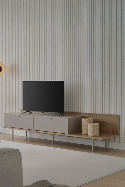 Enza Home Cante Tv Sehpası, 210x53 cm - Açık Meşe