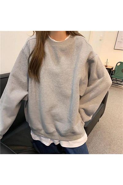 Köstebek Μακρυμάνικο Unisex από ίσιο γκρι μελανζέ μεσαίου πάχους