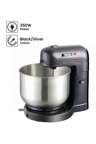DLC Electric Stand Mixer 350W – Black/Silver with Stainless Steel Bowl