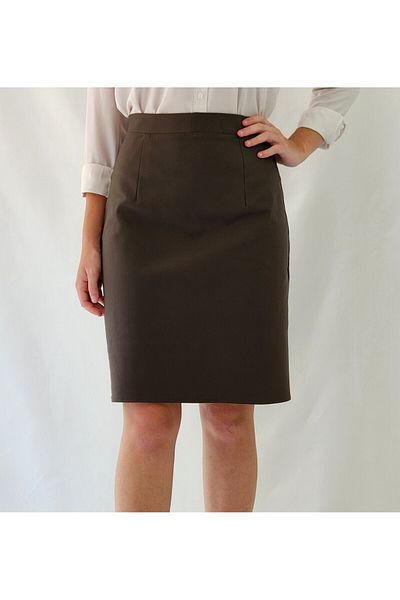 YAXİ Women's Khaki Textured Pencil Skirt