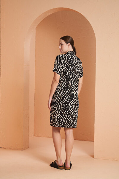 PJS Жіноча сорочка з коміром на ґудзиках спереду, коротким рукавом, віскозна сукня