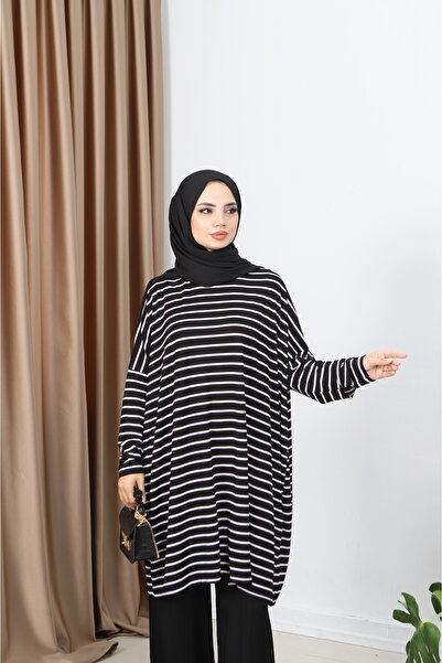NİSUM MODA Striped Combed Tunic