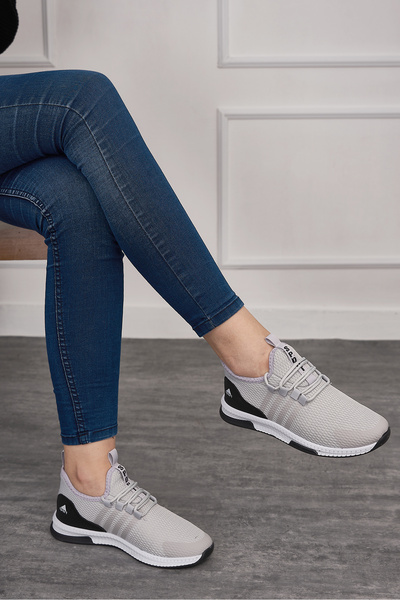 İmerShoes Günlük Unisex Gri Siyah Sneaker Nefes Alabilen Hafif Yürüyüş Esnek Spor Ayakkabı 249