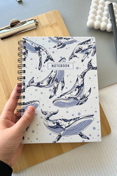 Eldesen Tasarım Spiral Bound Thick Cover Ruled Notebook, A5 Size 80 Sheets 160 Pages, Lined Notebook