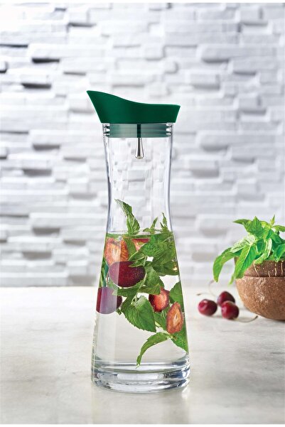 Leggno Vetro Cam Sürahi 1 L Yeşil Kapak