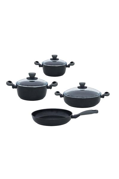 Leggno Colorgy 7 Piece Set Deep Pot 20 cm 24 Cm, Shallow Pot Pan 26 cm Gray