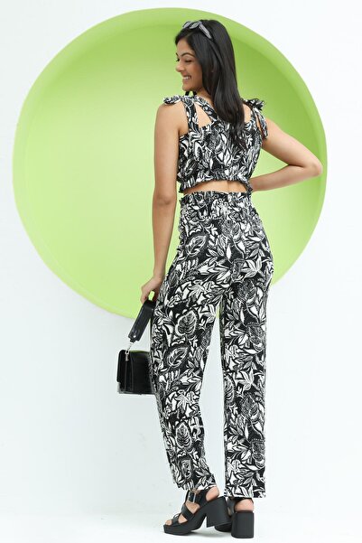 Polo State Жіночий топ на бретельках з квітковим принтом, чорний