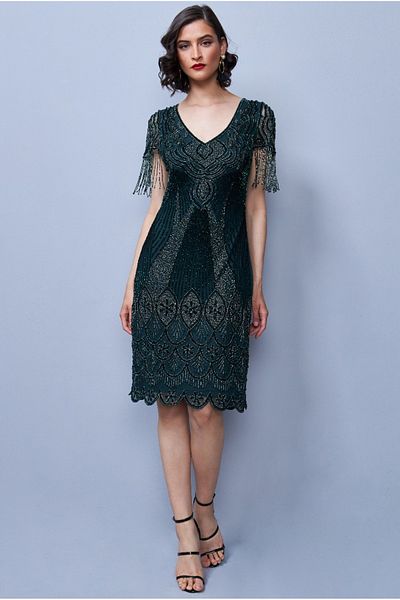 GATSBYLADY LONDON Marta Flapper Dress in Forest Green